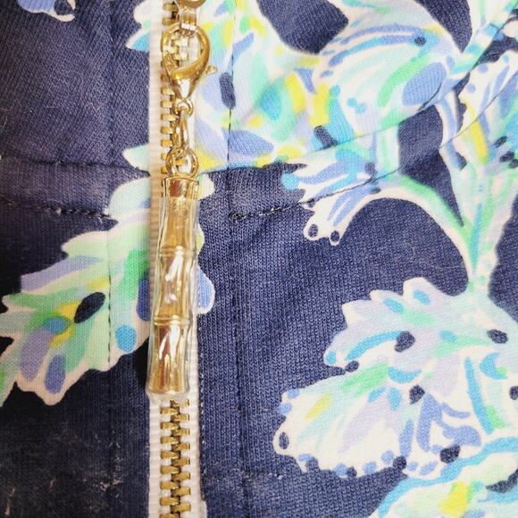 Lilly Pulitzer Jacket Medium Blue Betsey Floral Scuba Doo High Tide Athleisure - Picture 4 of 14